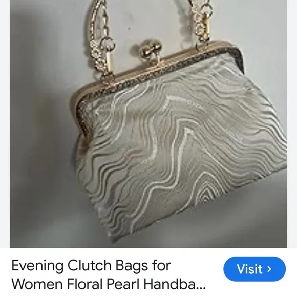 #1469**The Lux Bag: Vintage Elegant Cream and Gold Women's Handbag - Picture 11 of 17